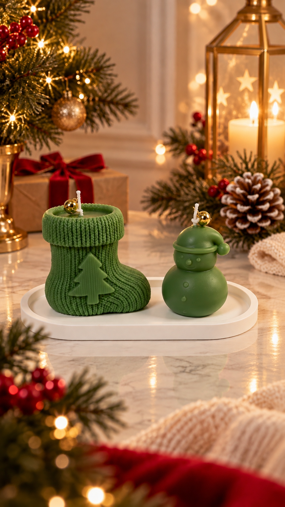 Christmas Candle Tray Sets