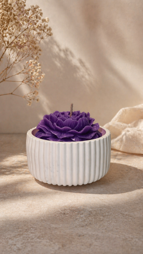 Blossom Candle in Concrete Vessel