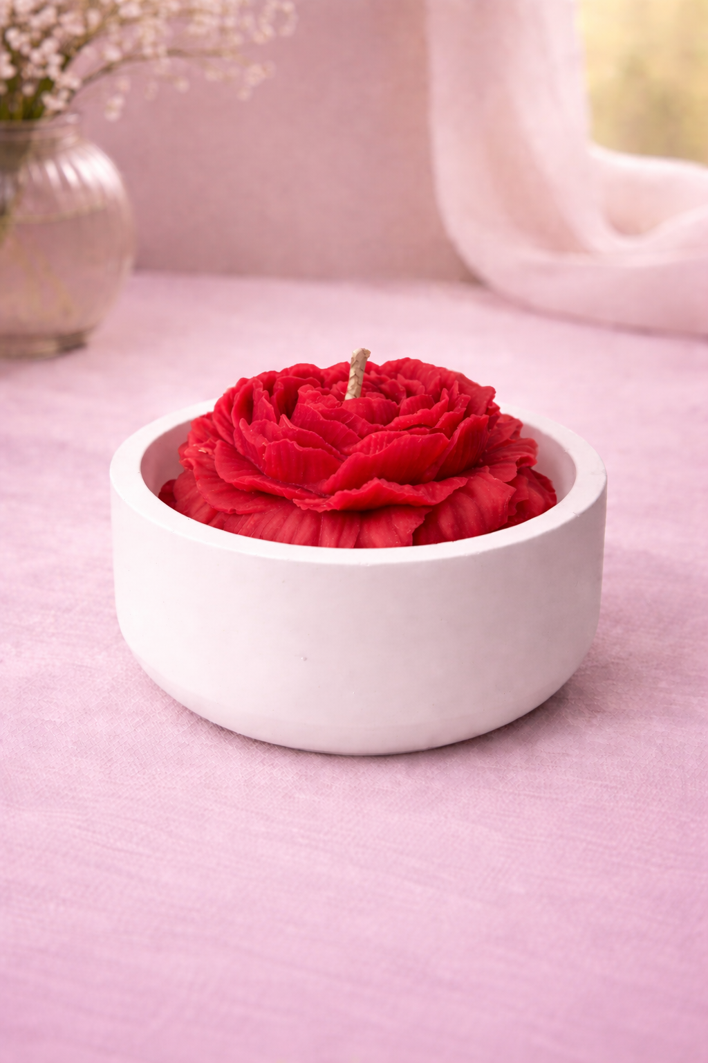 Floral Bloom Candle in Concrete Vessel