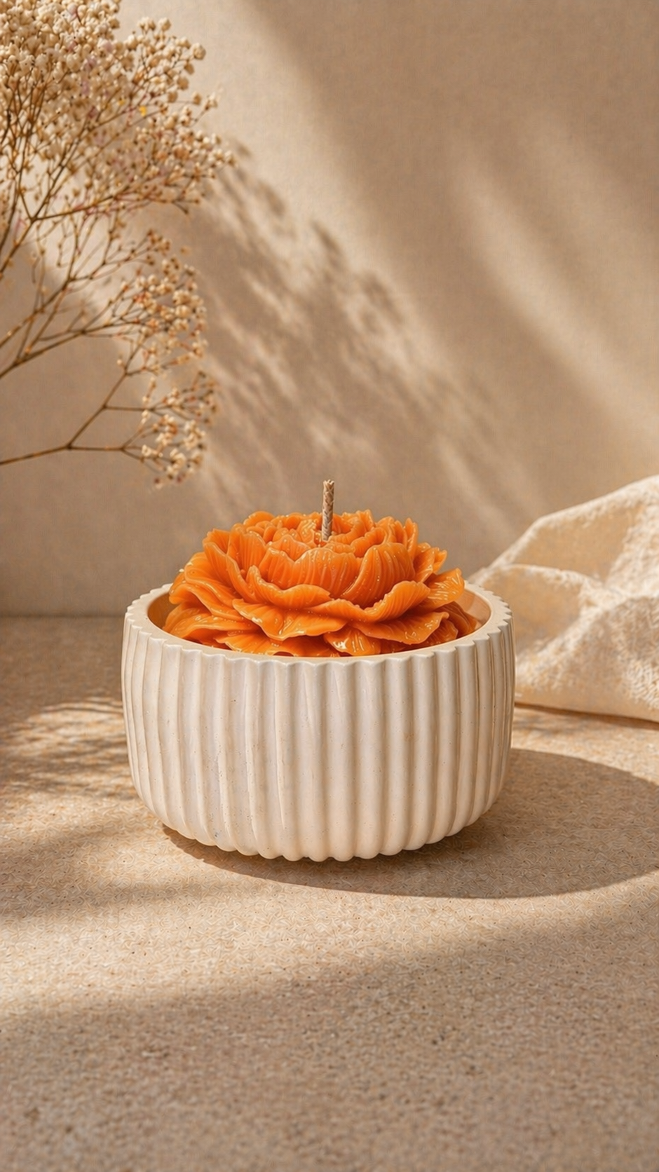 Blossom Candle in Concrete Vessel