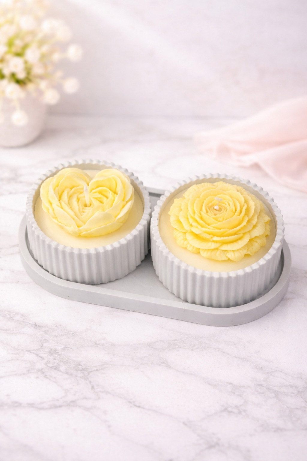 Bloom Rose Candle - Gray Base Set