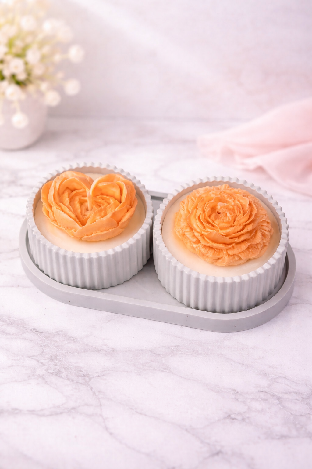 Bloom Rose Candle - Gray Base Set
