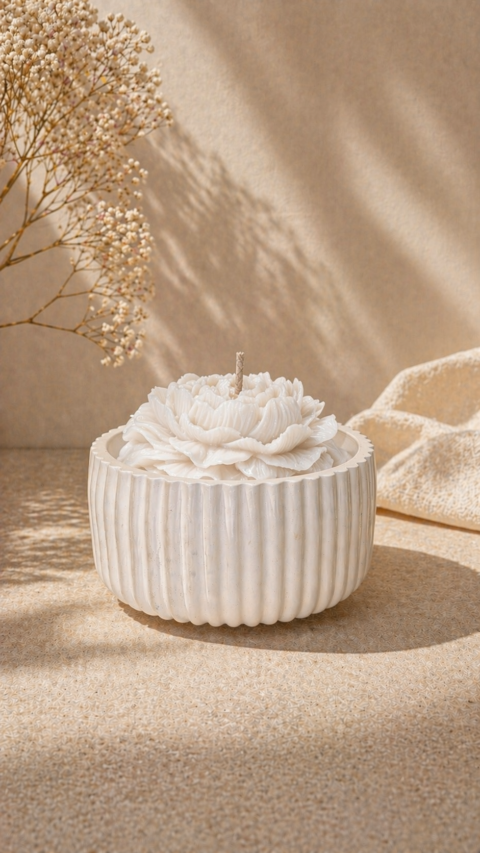 Blossom Candle in Concrete Vessel