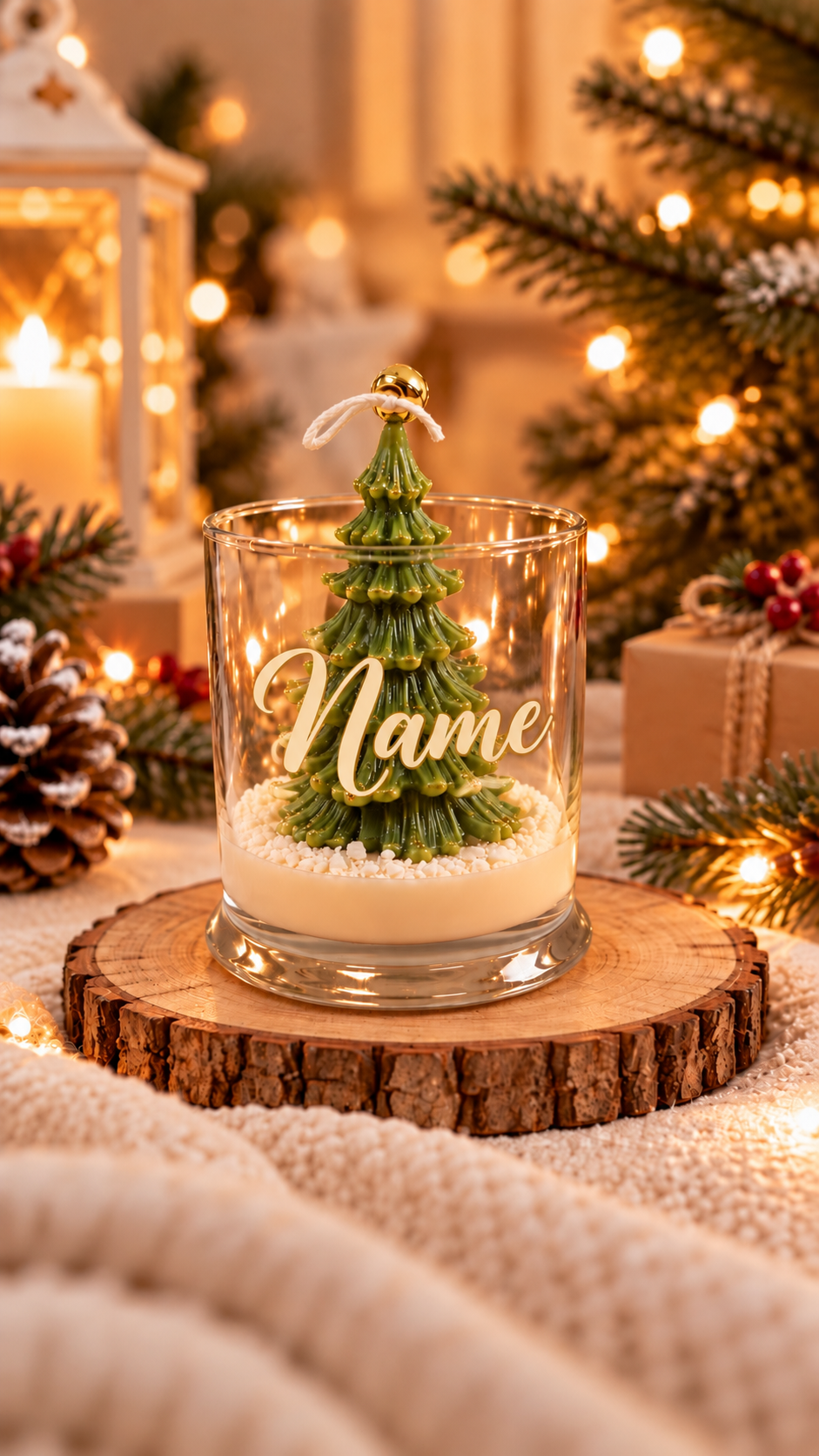Snow Christmas Tree Candle