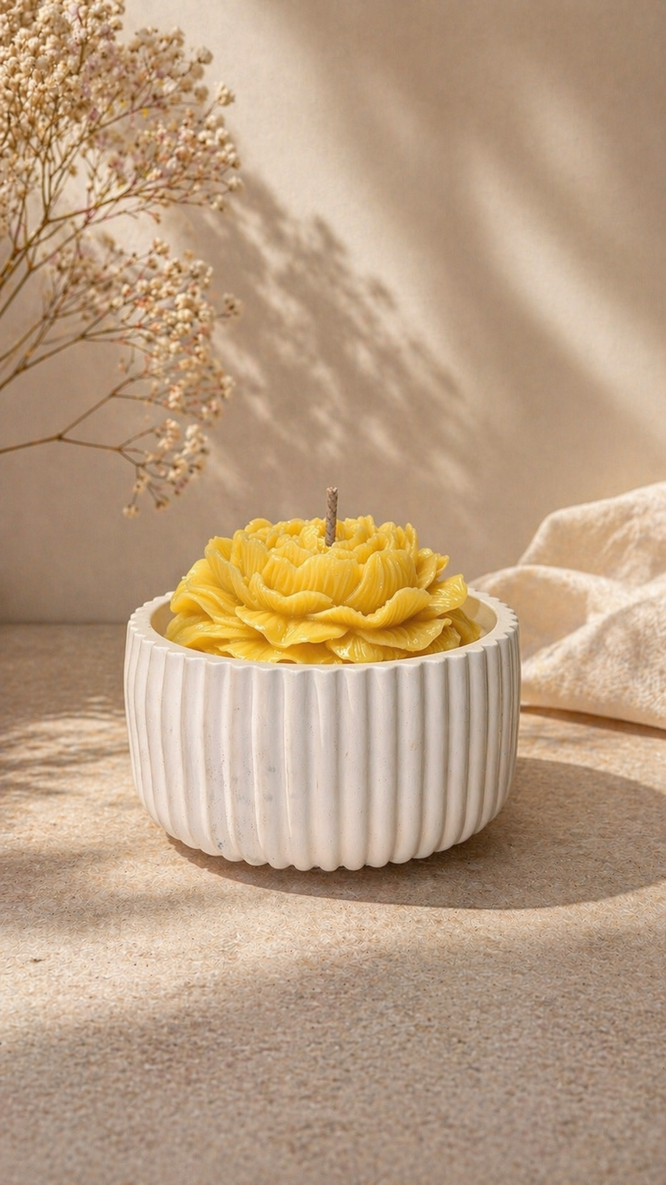 Blossom Candle in Concrete Vessel