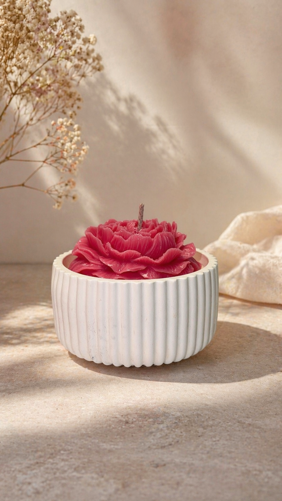 Blossom Candle in Concrete Vessel