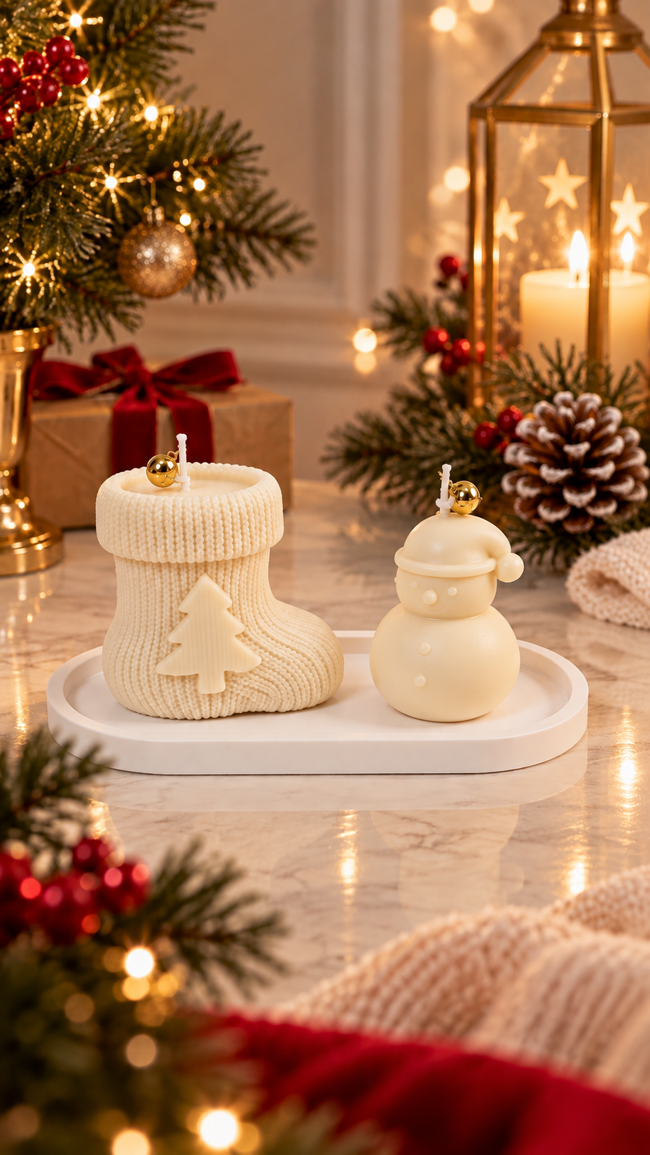 Christmas Candle Tray Sets