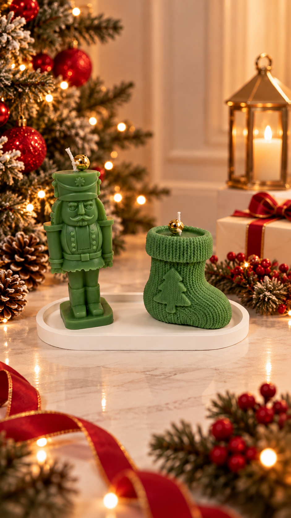 Christmas Candle Tray Sets