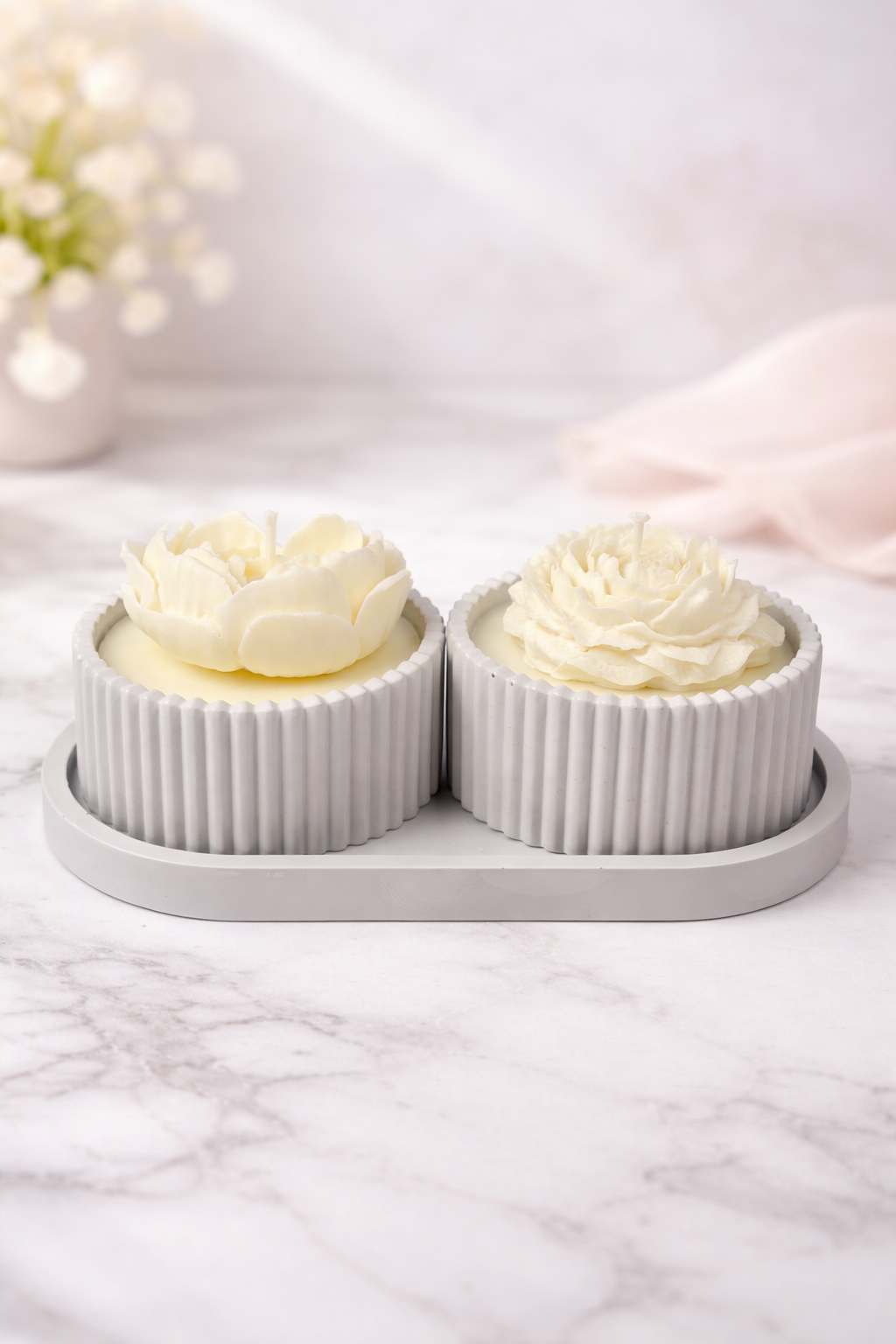 Bloom Rose Candle - Gray Base Set