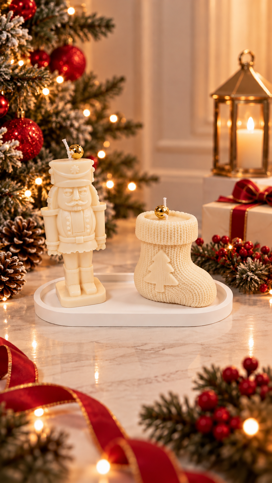Christmas Candle Tray Sets
