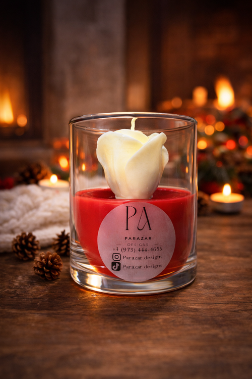 Luxury Rose Flower Candle – Aesthetic Glass Jar Home Decor Candle