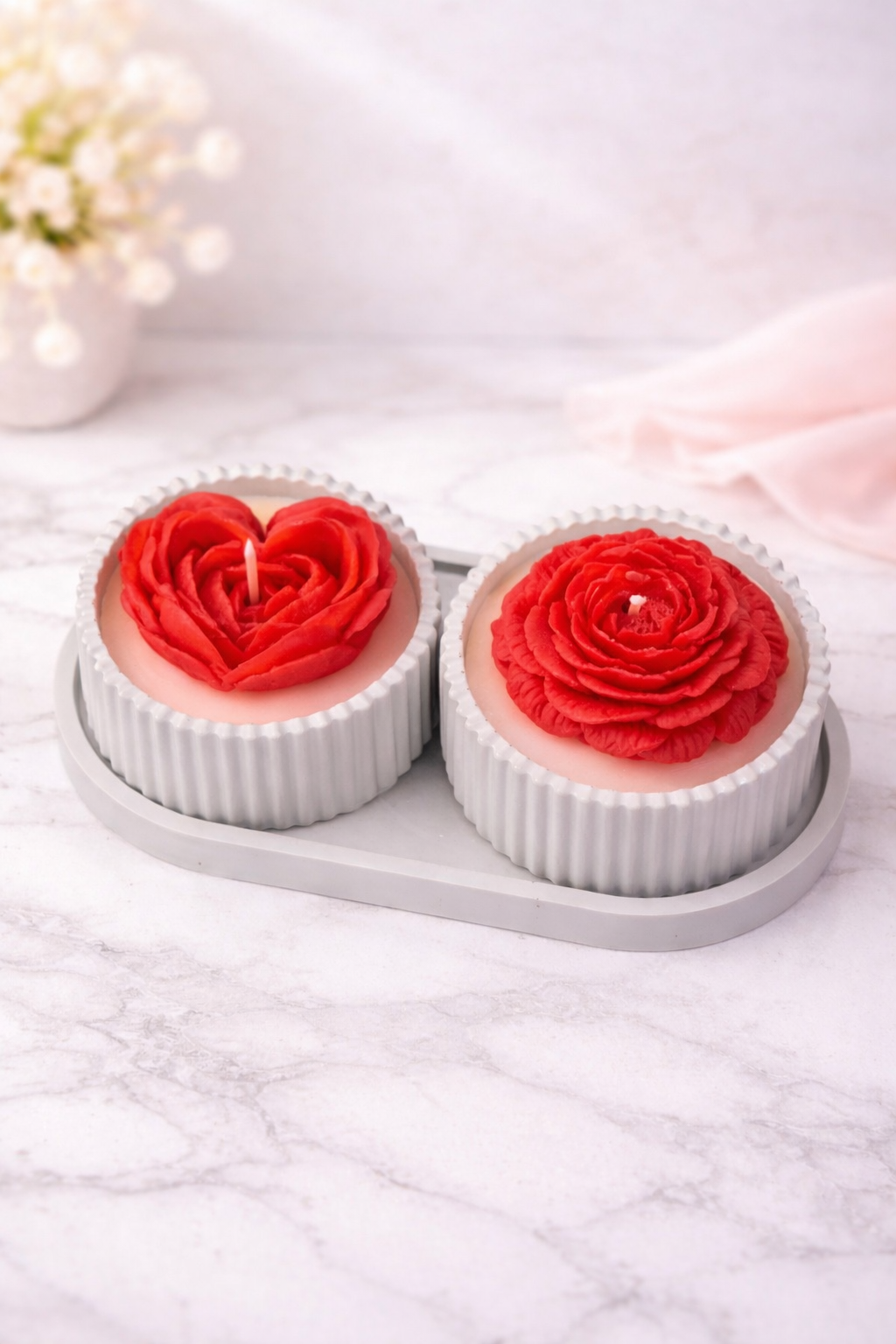 Bloom Rose Candle - Gray Base Set