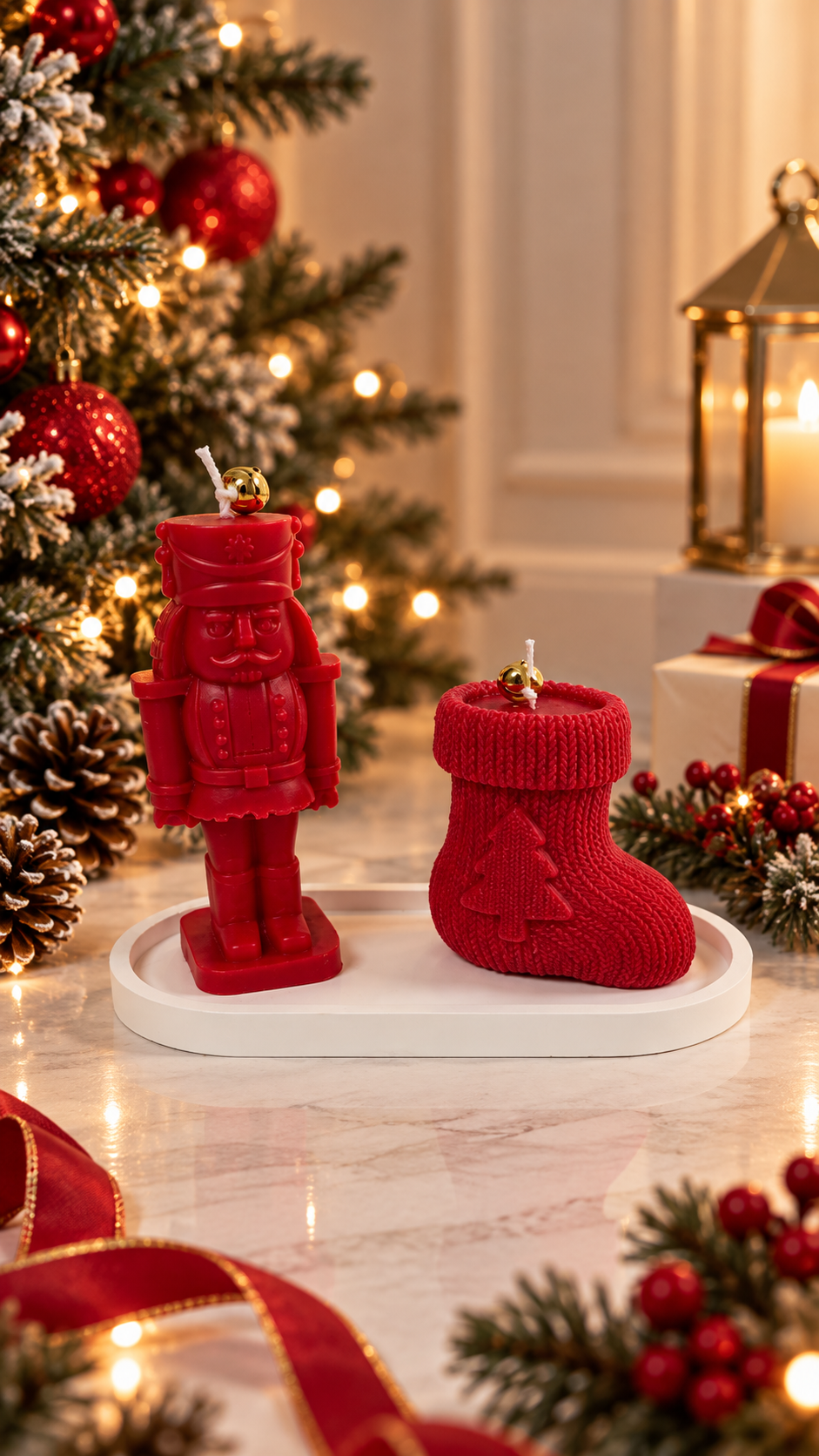 Christmas Candle Tray Sets