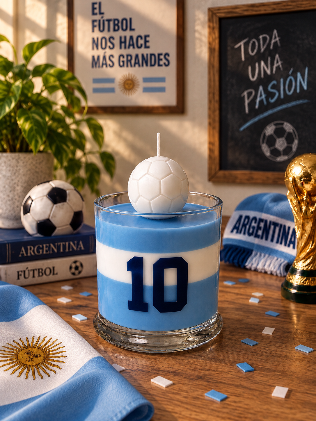 Argentina Football Candle