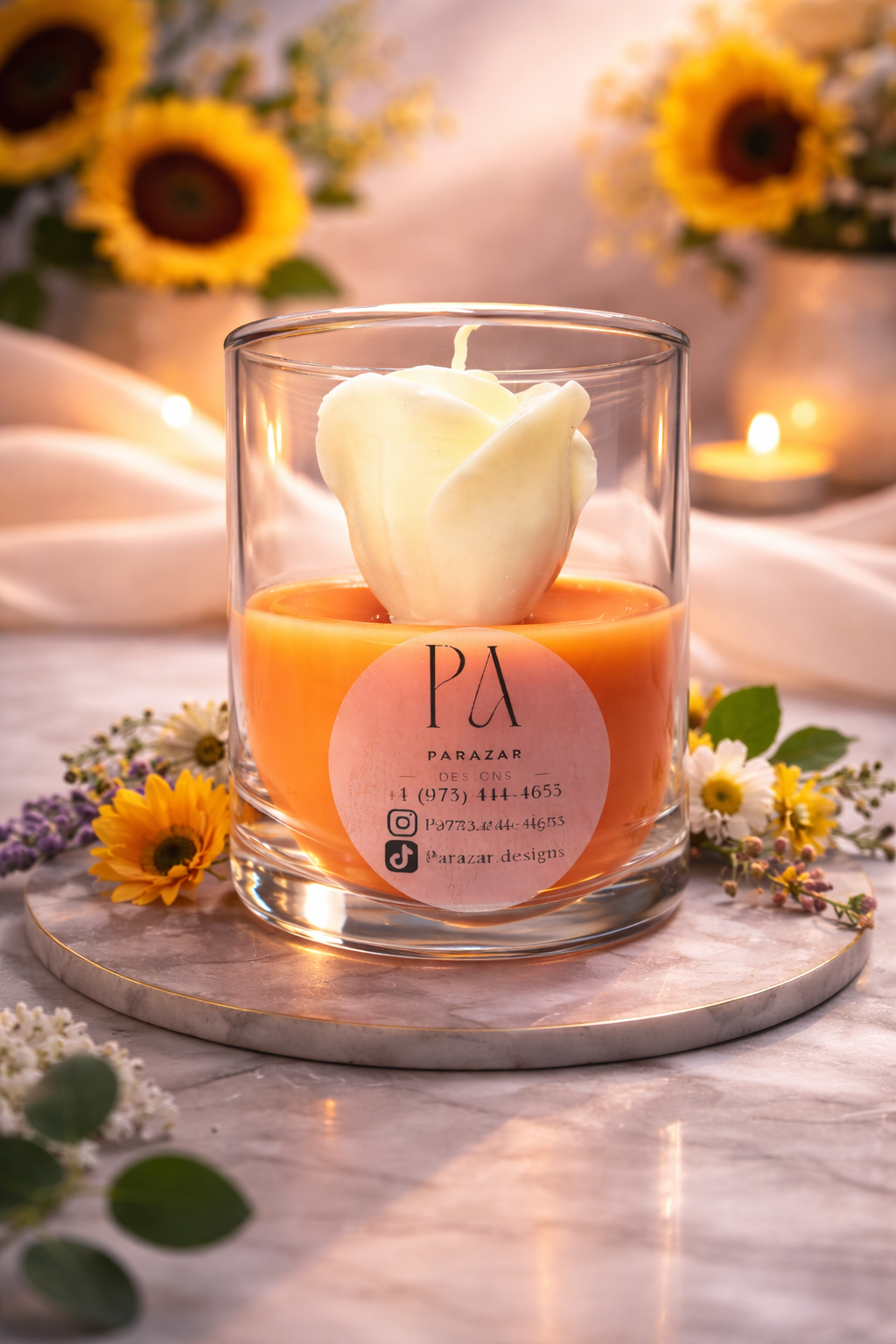 Luxury Rose Flower Candle – Aesthetic Glass Jar Home Decor Candle