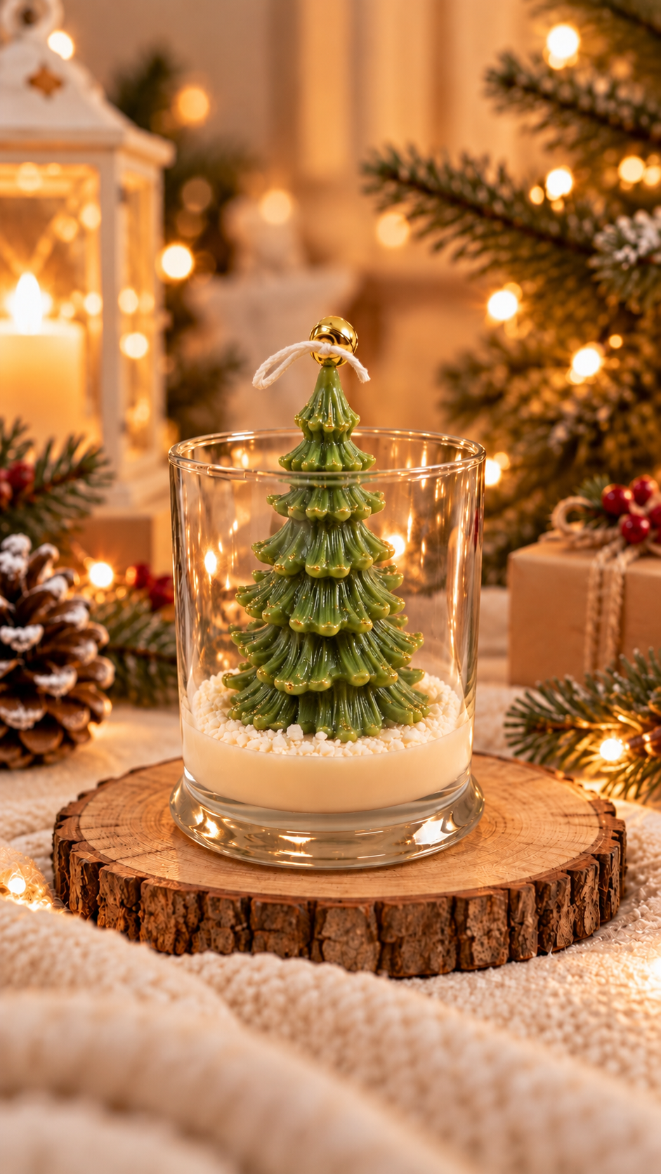 Snow Christmas Tree Candle