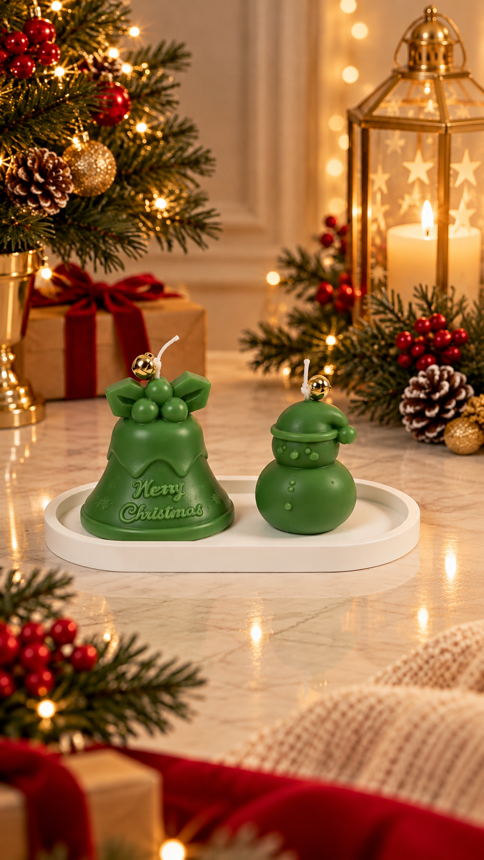 Christmas Candle Tray Sets