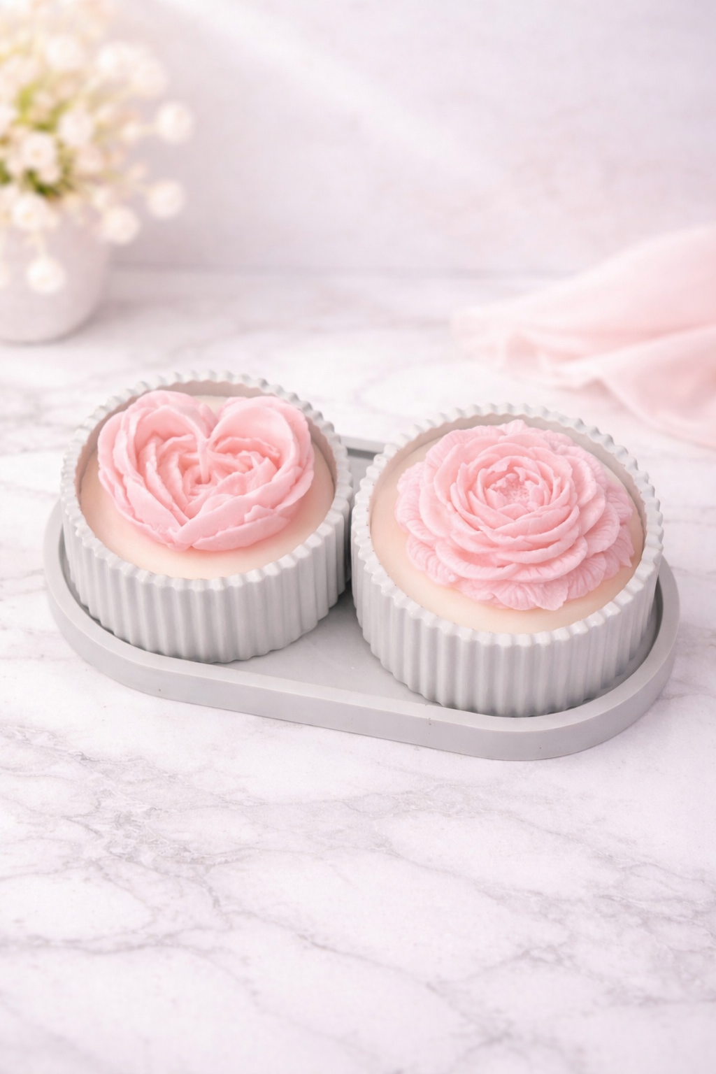 Bloom Rose Candle - Gray Base Set
