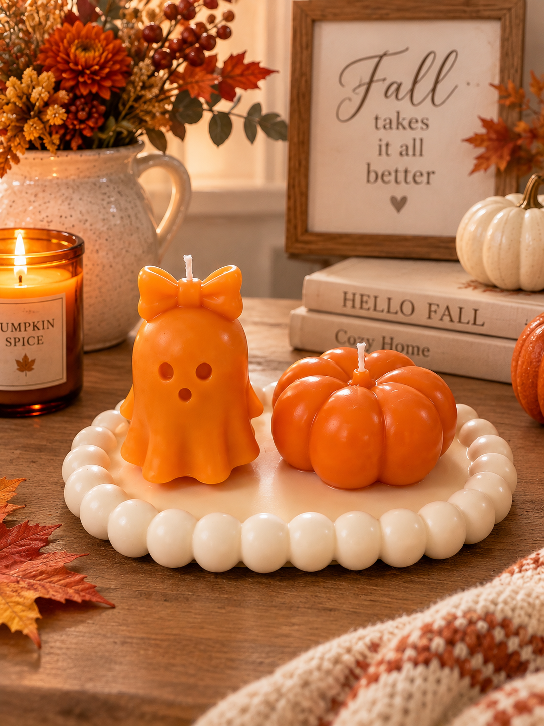 Ghost & Pumpkin Candle
