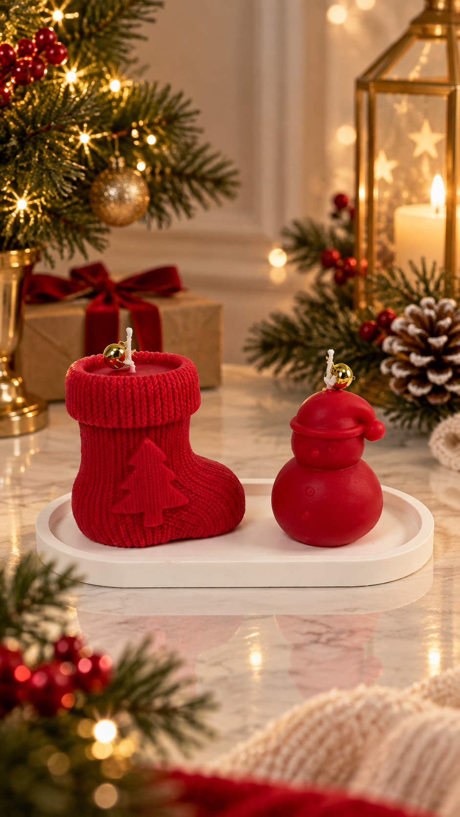 Christmas Candle Tray Sets